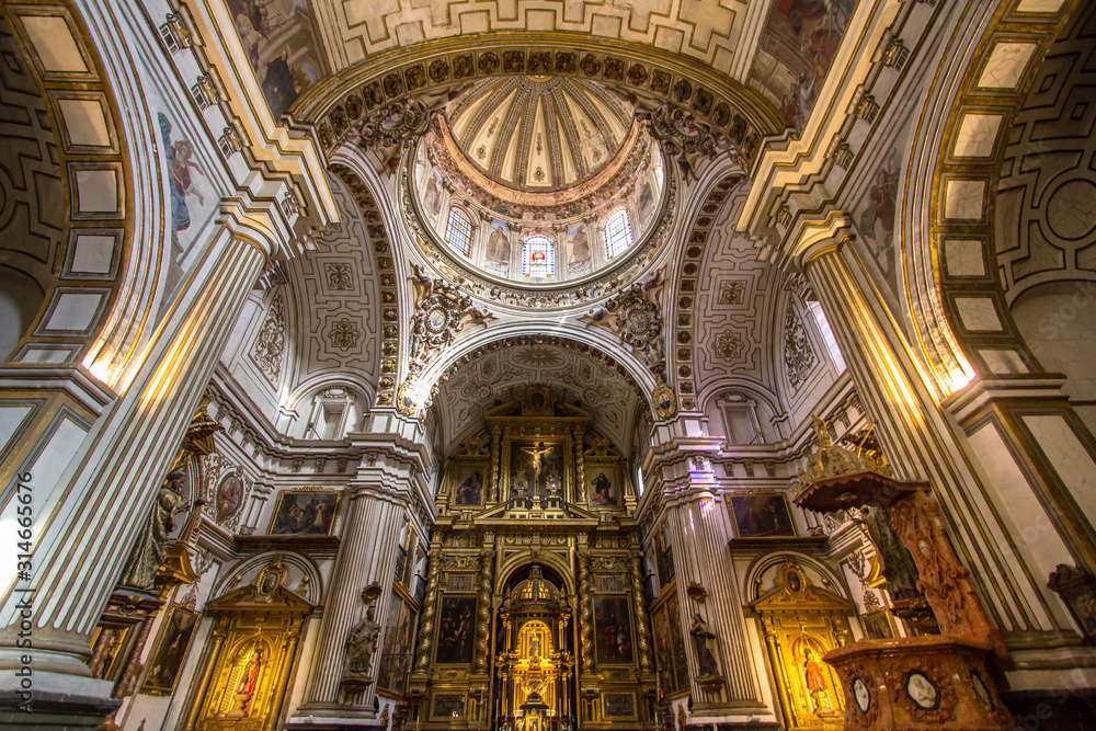 Interior of the church in Malaga, Spain