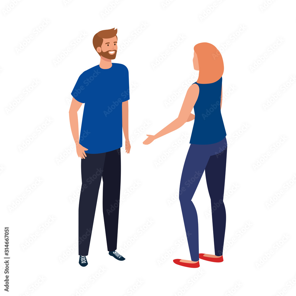 young couple avatar character icons vector illustration design young couple avatar character icons vector illustration design