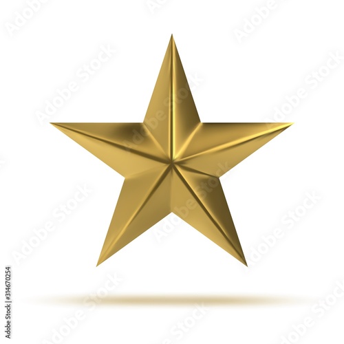 Golden Star. 3D sign of rating  or approval. Element for composition.