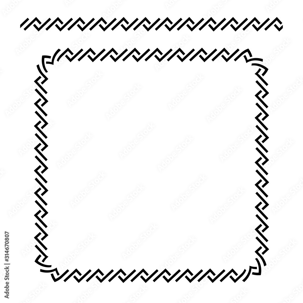 Vector Rounded Corner Square Black Frame, Isolated On White Vector Rounded Corner Square Black Frame, Isolated On White