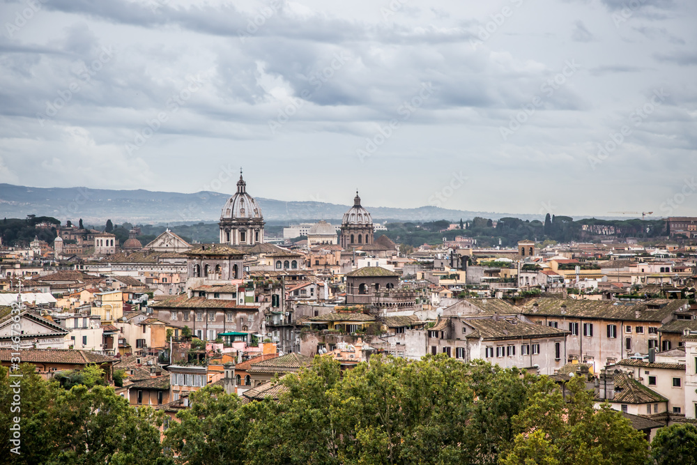 View of Rome from Castel Sant'Angelo, Italy.