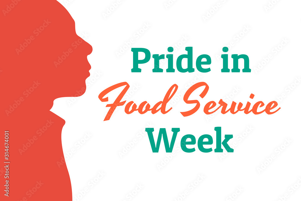 Pride in Food Service Week concept banner with silhouette of afro american man. Template for background, banner, card, poster with text inscription. Vector EPS10 illustration.
