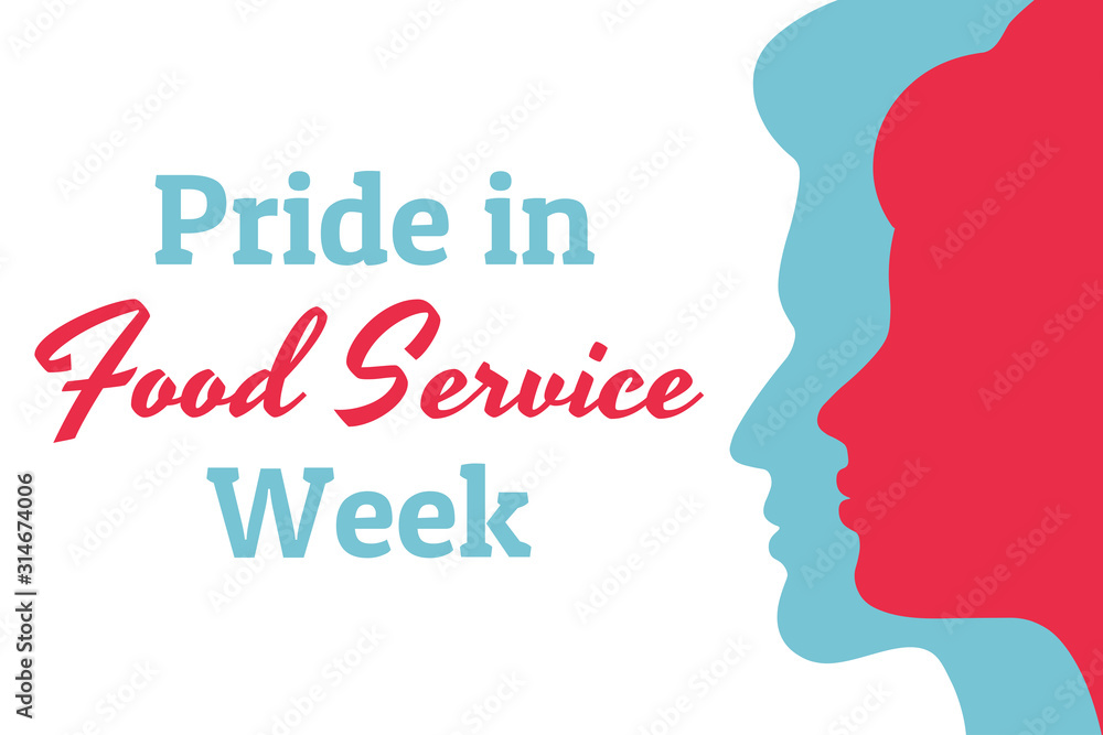 Pride in Food Service Week concept banner with female and male silhouette. Template for background, banner, card, poster with text inscription. Vector EPS10 illustration.