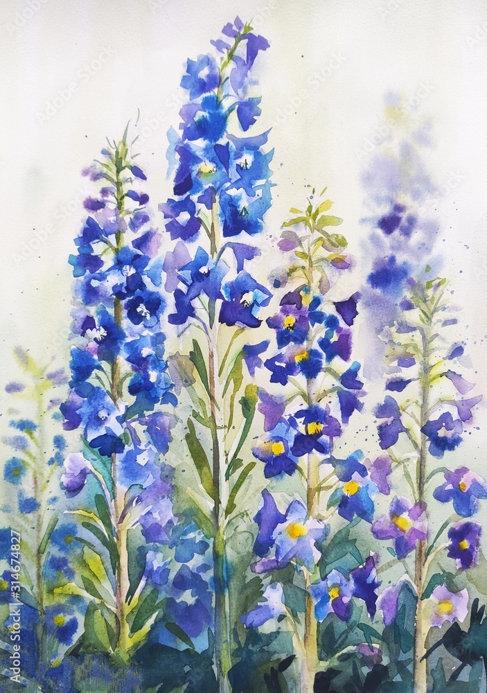 Naklejka flowers on blue background