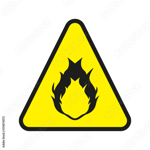 Oxidising Hazard Sign. Fire warning sign Vector Image