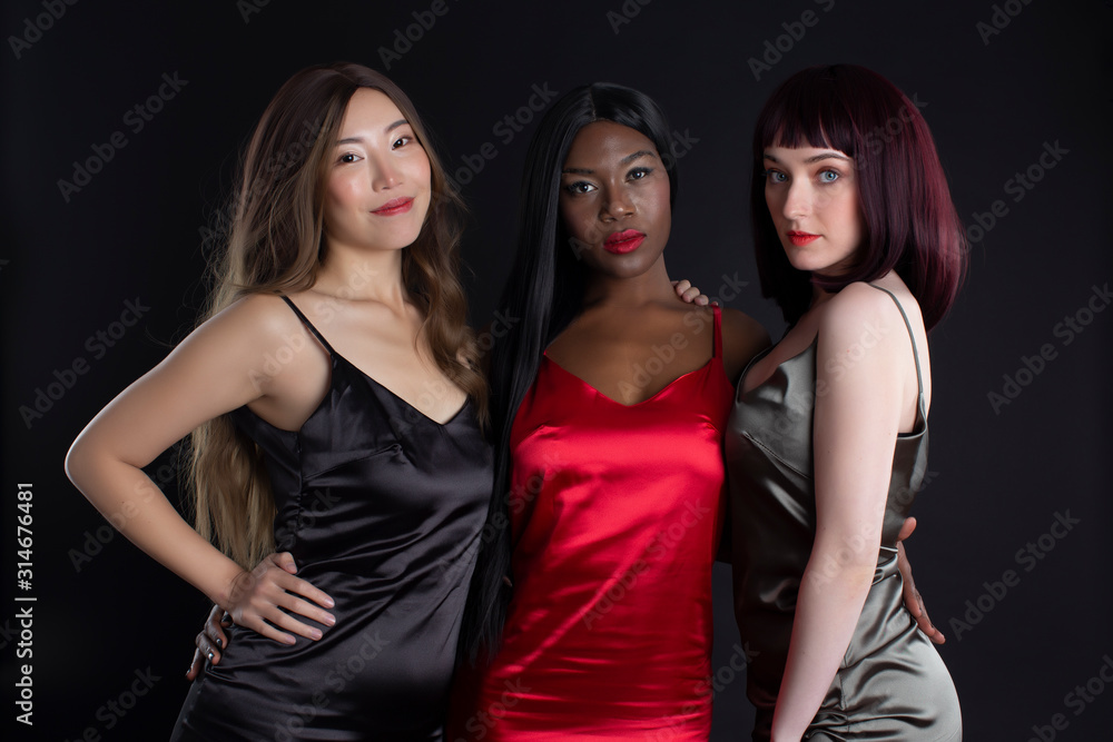 interracial models with different dress Chinese black blonde