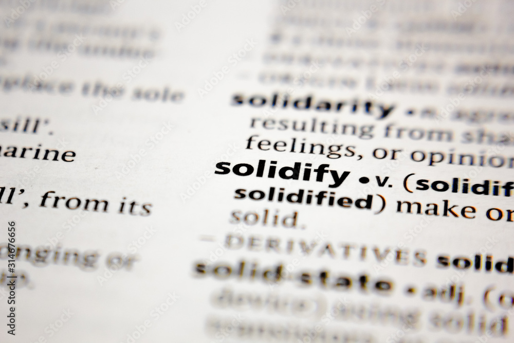 Word or phrase solidify in a dictionary. Word or phrase solidify in a dictionary.