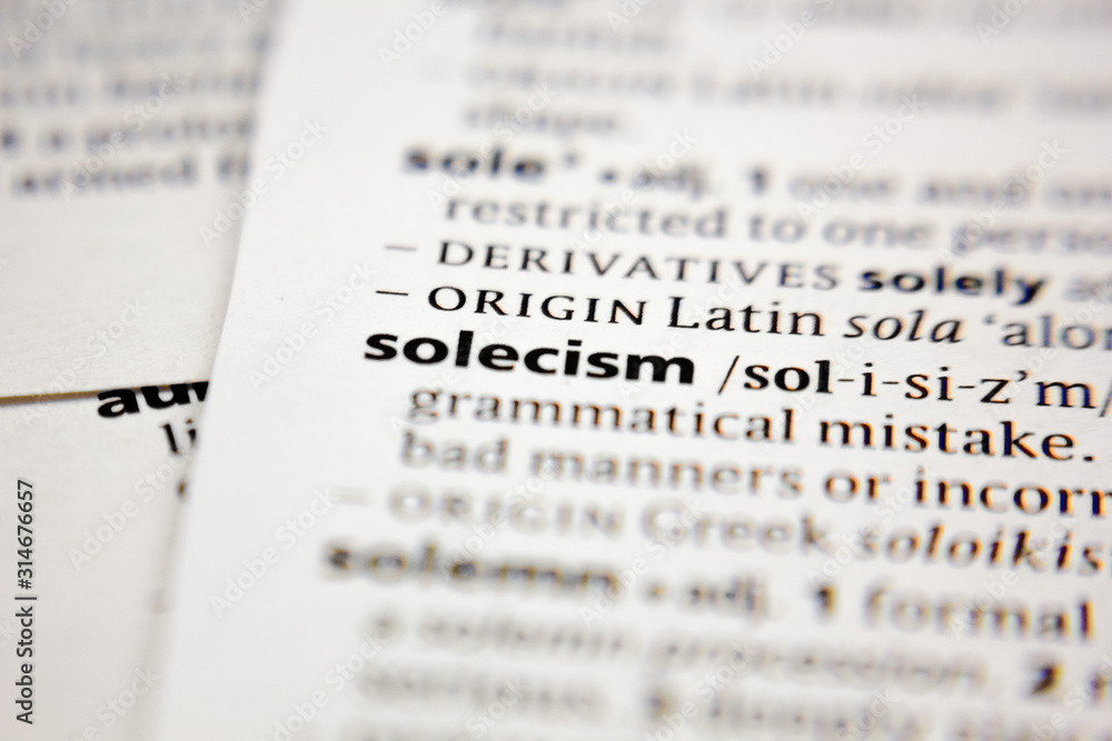 Fototapeta premium Word or phrase solecism in a dictionary.