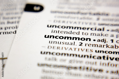 Word or phrase uncommon in a dictionary.