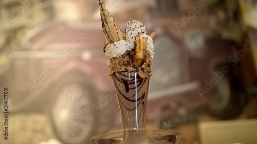 Coffee and Ice Cream Milk Shake in the glass photo