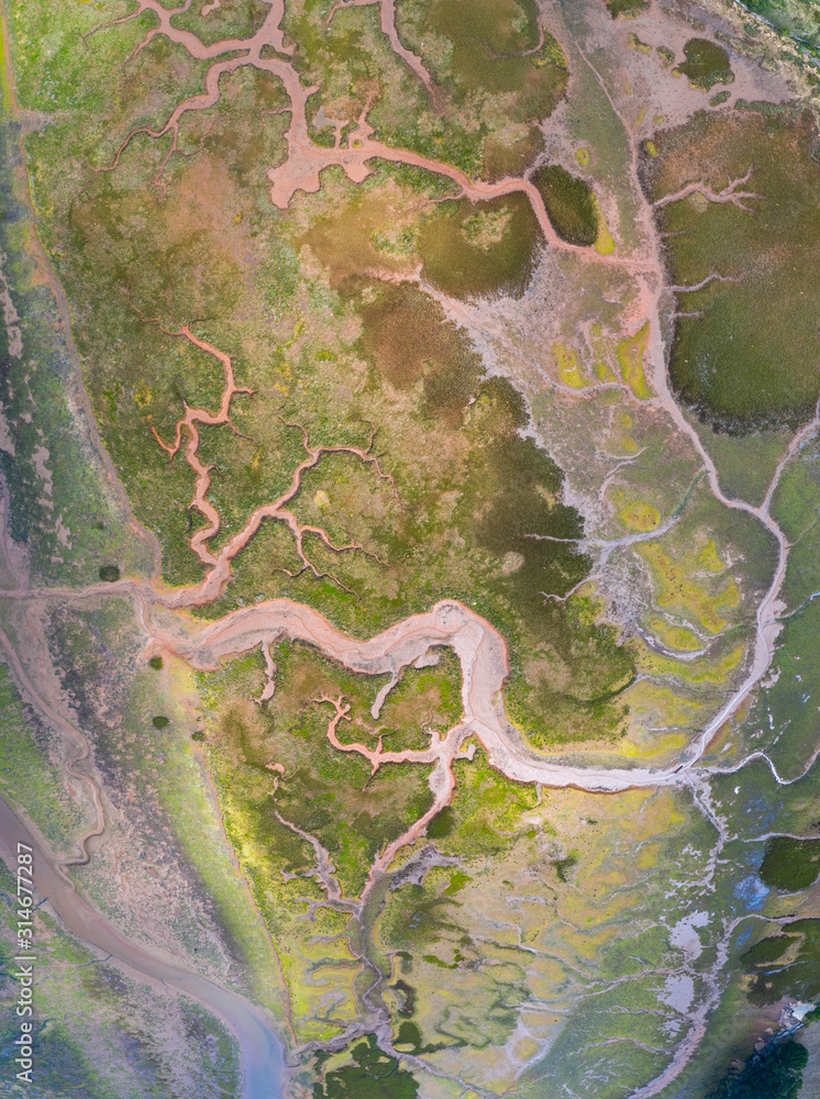 Aerial View, Marshes, Ria de Cubas, Miera river, Ribamontan al Mar Municipality, Marina de Cudeyo, Cantabria, Cantabrian Sea, Spain, Europe Aerial View, Marshes, Ria de Cubas, Miera river, Ribamontan al Mar Municipality, Marina de Cudeyo, Cantabria, Cantabrian Sea, Spain, Europe