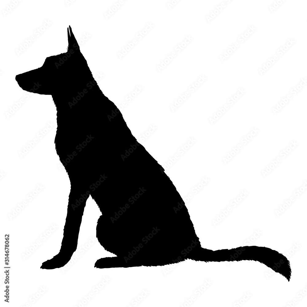 Vector Silhouette Sitting German Shepherd Dog Vector Silhouette Sitting German Shepherd Dog