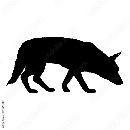 Vector Silhouette of Searching German Shepherd Dog