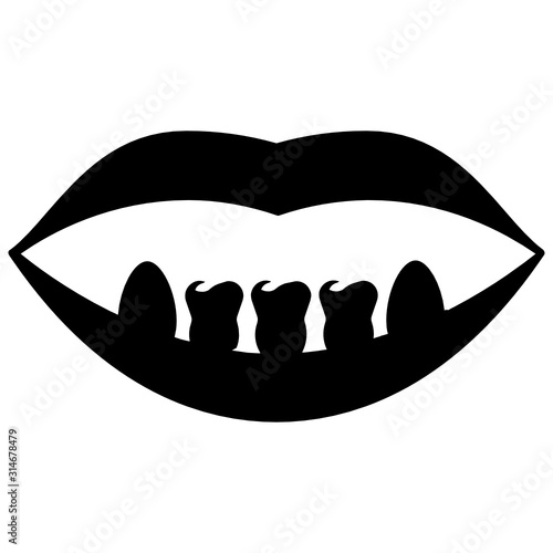 Molar Large Teeth Colorful Concept, Food Grind Tooth Vector Icon, Tooth and Lips Design