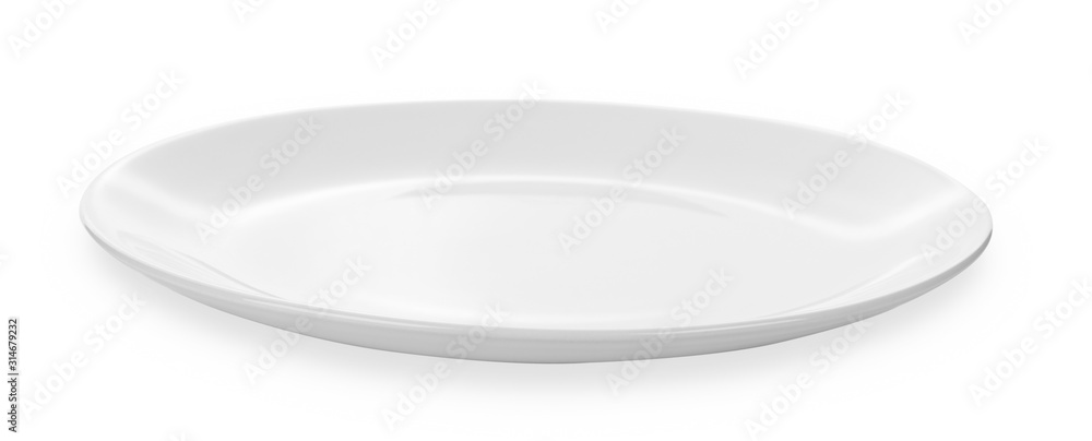 Empty white plate isolated on a white background Empty white plate isolated on a white background