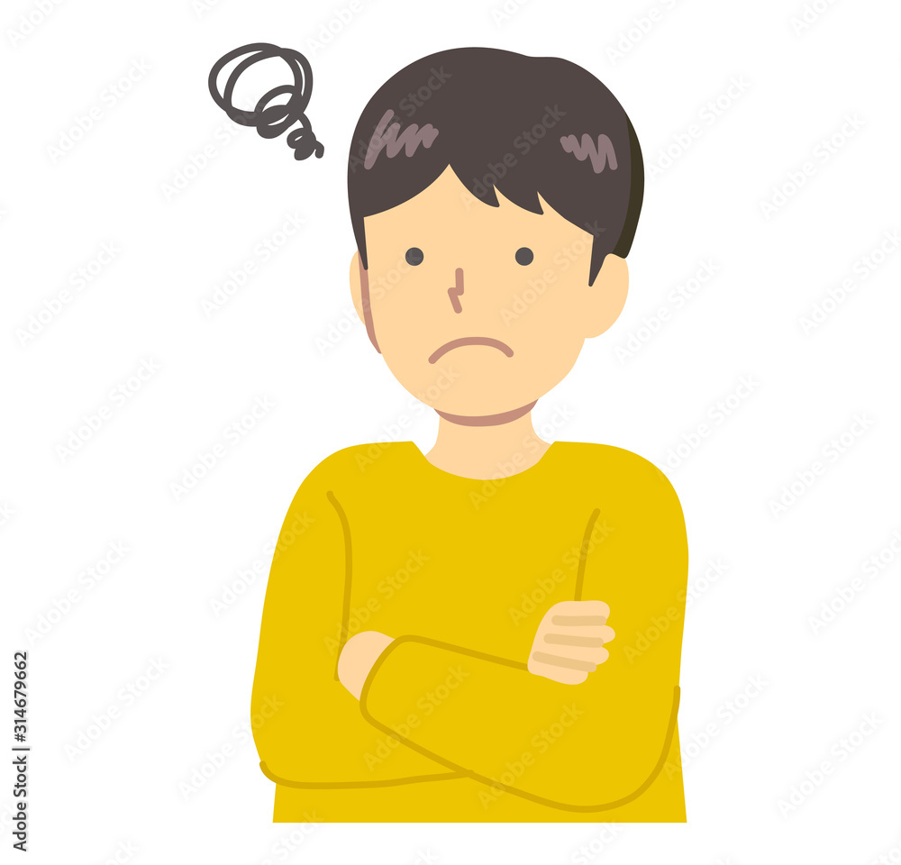 悩む黄色い服を着た男の子 Stock Vector Adobe Stock