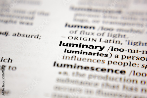 Word or phrase luminary in a dictionary.
