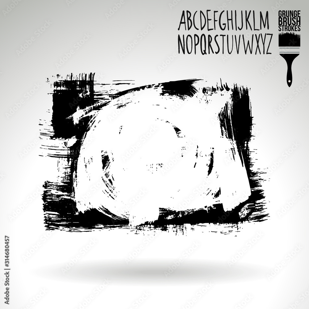 Obraz premium Black brush stroke and texture. Grunge vector abstract hand - painted element. Underline and border design.