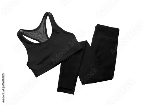 Photography New stylish sportswear isolated on white, top view