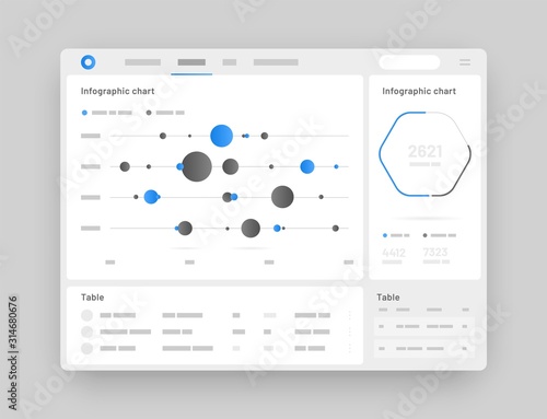 Web app Dashboard UI and UX Kit. Elements of infographics Use in presentation templates, mobile app and corporate report.
