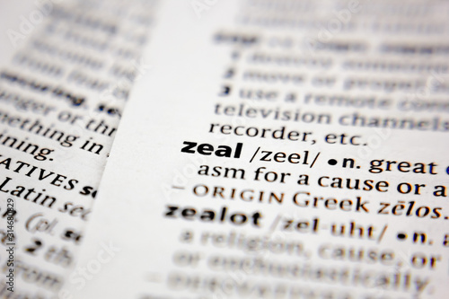 Word or phrase zeal in a dictionary.