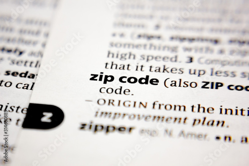 Billede på lærred Word or phrase zip code in a dictionary.
