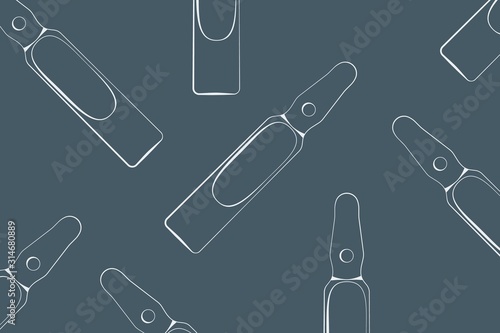 Background from ampoules for injection. Glass medical bottles.