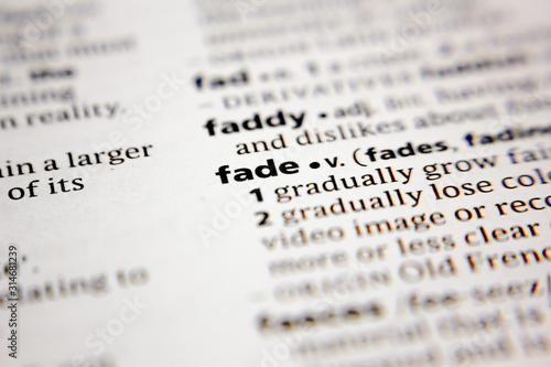 Word or phrase fade in a dictionary.