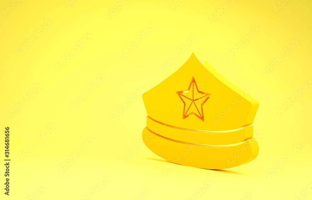 Yellow Police cap with cockade icon 