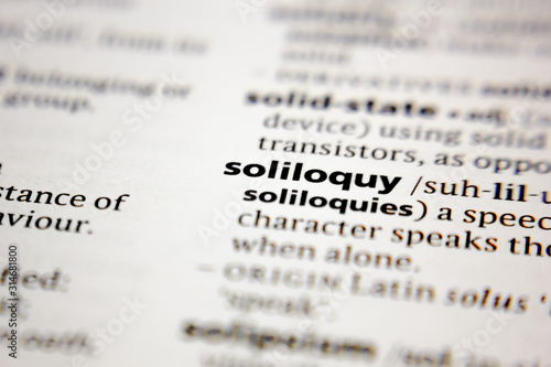 Word or phrase soliloquy in a dictionary.
