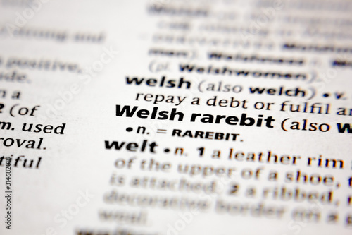 Bilde på lerret Word or phrase Welsh rarebit in a dictionary.