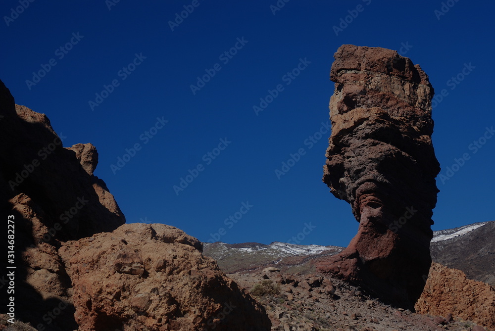Cinchado rock and Teide volcano. This is one of the most well known ...