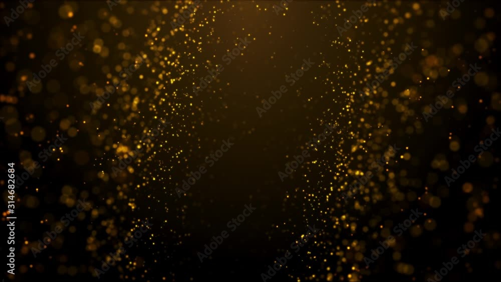 gold particles abstract background with shining golden floor particle stars dust.Beautiful futuristic glittering fly movement flickering loop in space on black background. gold particles abstract background with shining golden floor particle stars dust.Beautiful futuristic glittering fly movement flickering loop in space on black background.