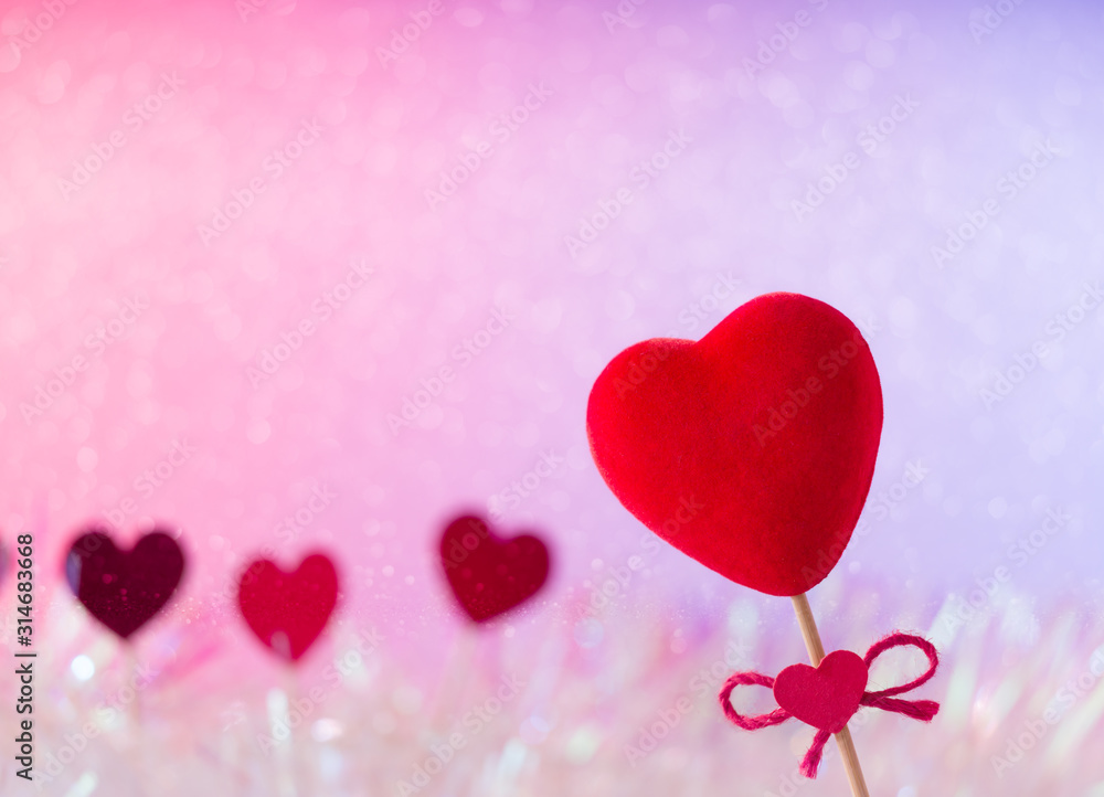 Valentine's day background. Hearts background bokeh light