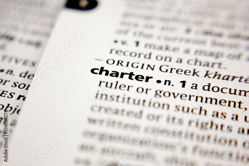 Obraz na płótnie Word or phrase charter in a dictionary.