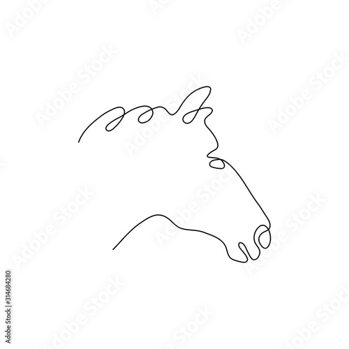 One line horse head design silhouette.Hand drawn minimalism style vector illustration