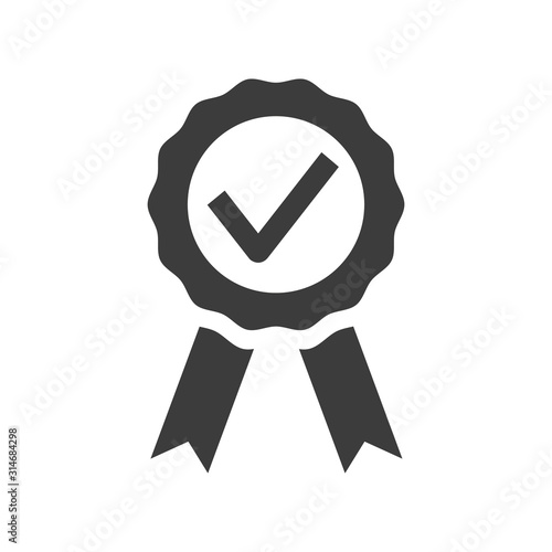 Certified medal icon on white background.