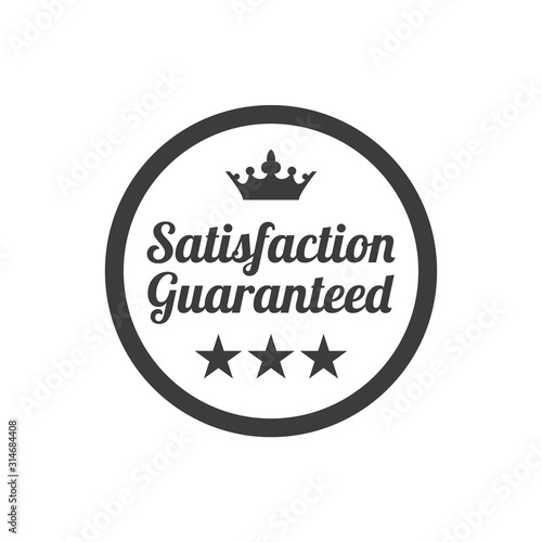 Satisfaction guaranteed badge on white background.