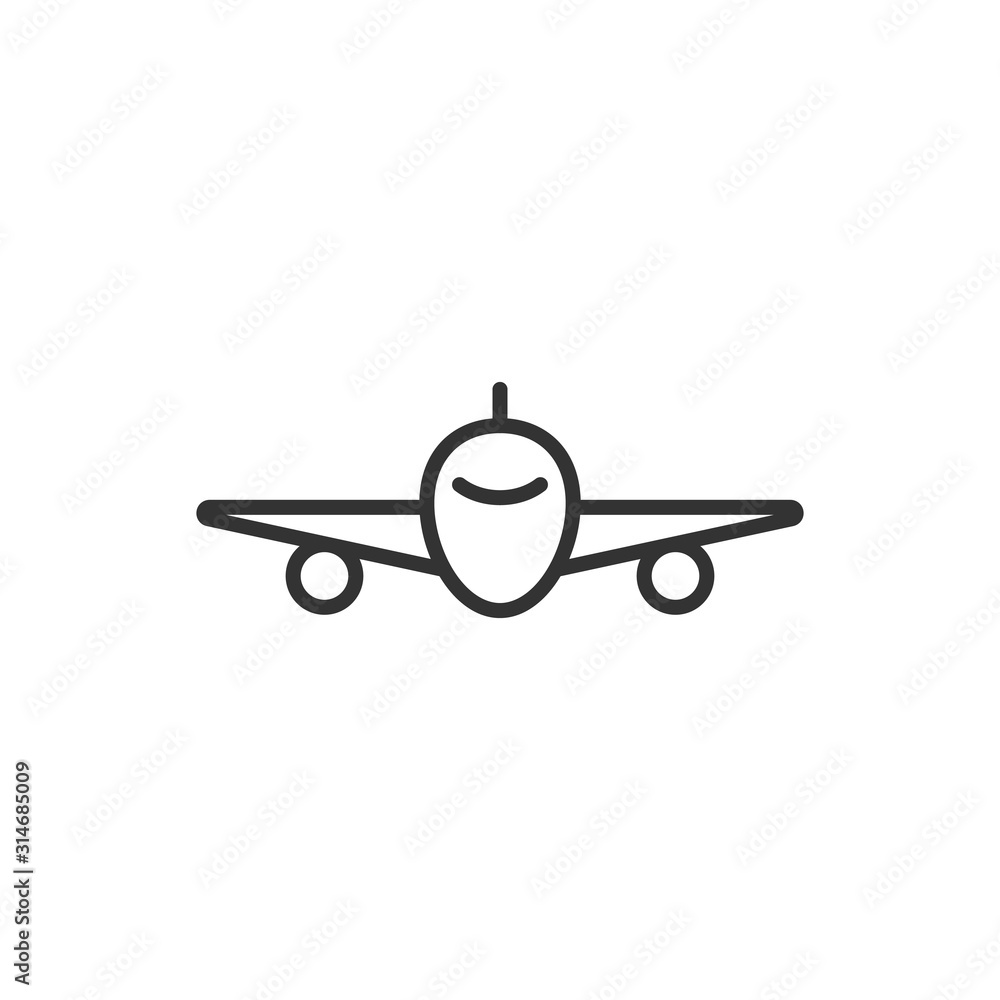 Plane icon in flat style. Airplane vector illustration on white isolated background. Flight airliner business concept. Plane icon in flat style. Airplane vector illustration on white isolated background. Flight airliner business concept.