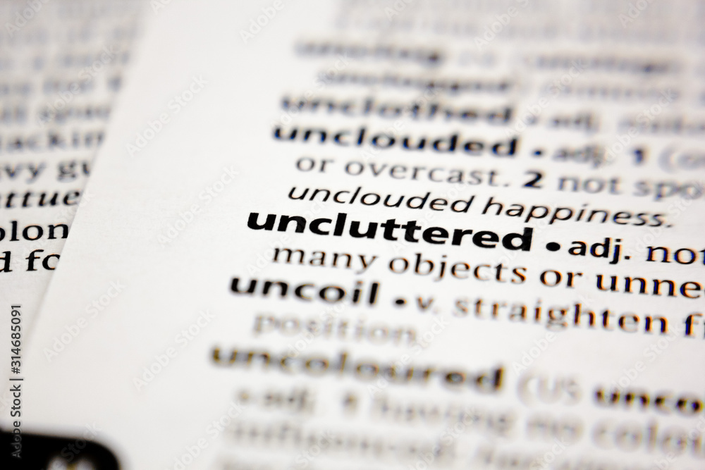 Word or phrase uncluttered in a dictionary. Word or phrase uncluttered in a dictionary.