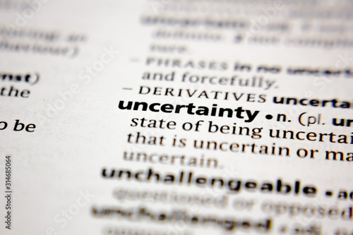 Word or phrase uncertainty in a dictionary. photo