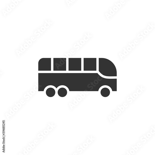 Bus icon in flat style. Coach vector illustration on white isolated background. Autobus vehicle business concept.