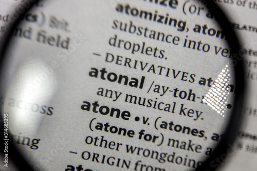 The word or phrase atonal in a dictionary.