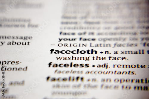 Word or phrase facecloth in a dictionary.