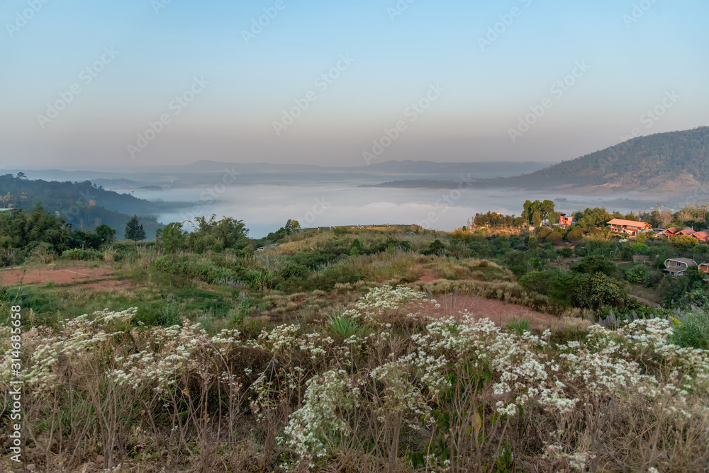 View of mountains and reservoirs at Khao Kho, Phetchabun, Thailand