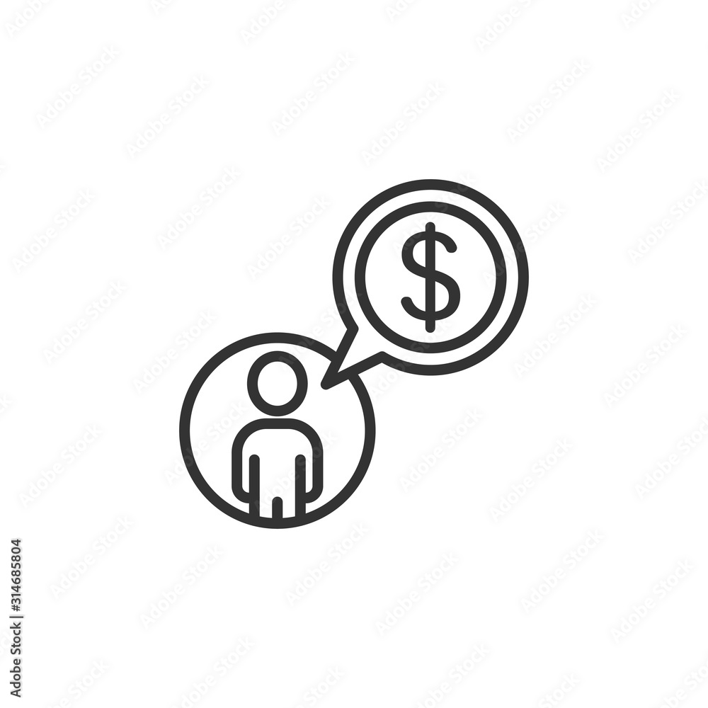 People with money icon in flat style. Investor vector illustration on white isolated background. Businessman business concept. People with money icon in flat style. Investor vector illustration on white isolated background. Businessman business concept.