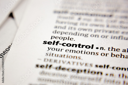 Word or phrase self-control in a dictionary.