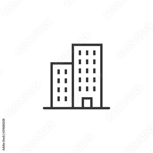 Building icon in flat style. Town skyscraper apartment vector illustration on white isolated background. City tower business concept.