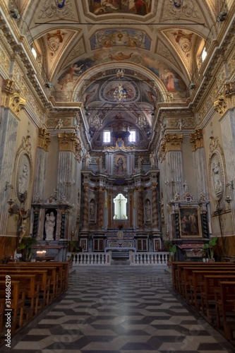Inside of the church dedicated to the saints Fabiano and Sebastiano in old town of Taggia  Liguria  Italy
