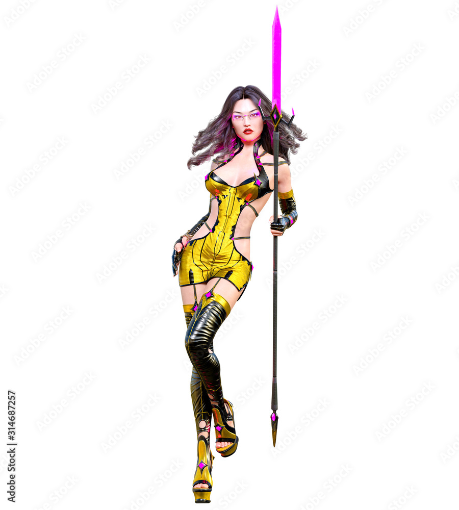 3D japanese assassin warrior amazon woman render. 3D japanese assassin warrior amazon woman render.